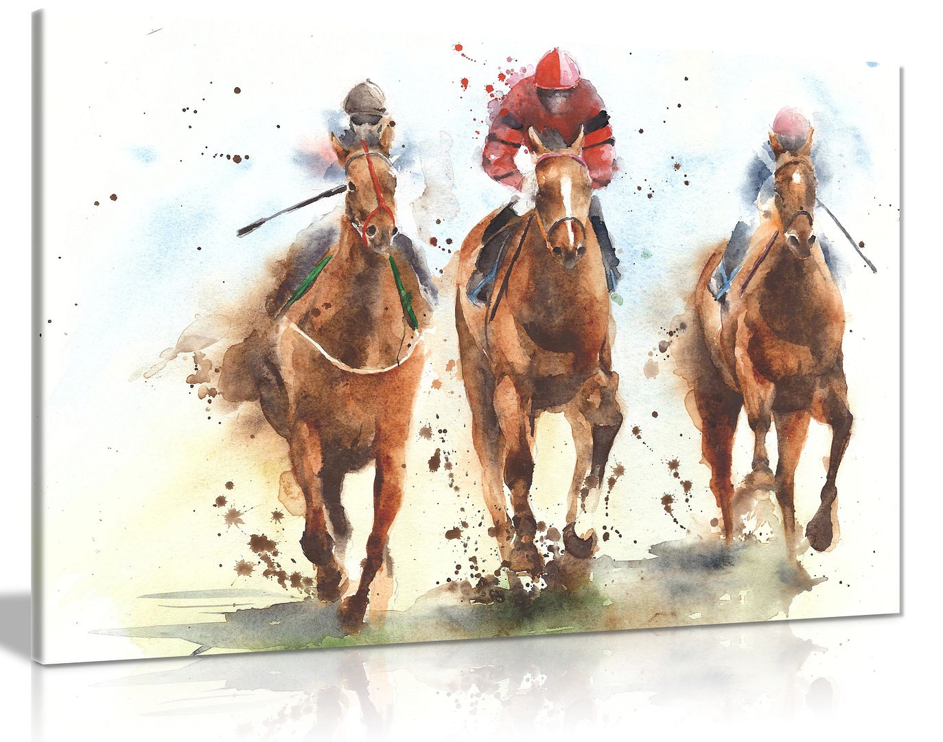 Horse Racing Watercolour Canvas Wall Art Picture Print eBay